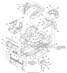 Frame, Body And Seat Group Diagram and Parts List for 107607010 (2690713)(2007) Briggs and Stratton Lawn Tractor